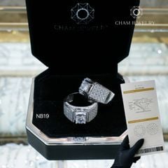 Nhẫn Nam NB19 CHAM JEWELRY, Full Moissanite Cao Cấp, Chủ 6.0mm (Barcode TVM100)