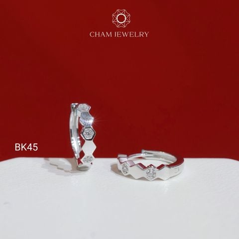 Hoa Tai BK45 CHAM JEWELRY, Hoa Tai Lục Giác Đá Xen Kẻ (Barcode TVB323B).