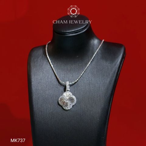 Mặt Dây Chuyền MK737 CHAM JEWERLY, Mặt Cỏ 4 Lá Bản 14.0mm (Barcode TMA1776).