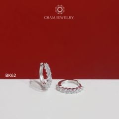 Hoa Tai BK62 CHAM JEWELRY, Hoa Tai Khoen Tròn Nửa Hàng Đá 2.0mm (Barcode TBK377).