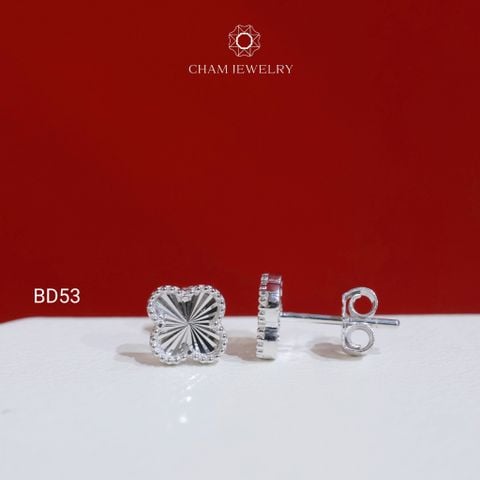 Hoa Tai BD53 CHAM JEWELRY, Hoa Tai Cỏ 4 Lá Bản 8.0mm (Barcode TBD1690).