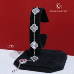 Lắc Tay LT23 CHAM JEWELRY, Lắc Tay 4 Lá Viền Tấm, Bản 10.0mm (Barcode TLT1409).