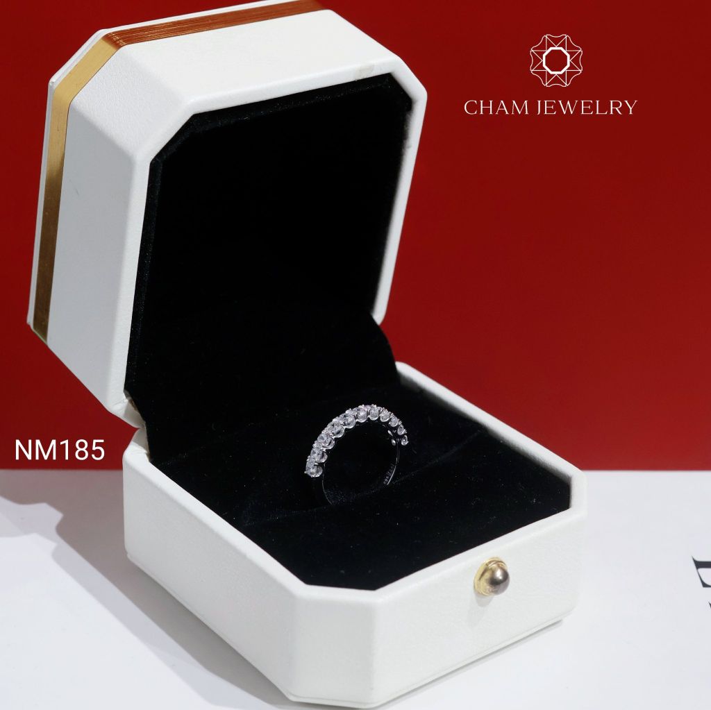 Nhẫn NM185 CHAM JEWELRY, Full Nửa Hàng Đá 2.5mm (Barcode TNT898).