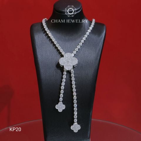 Dây Chuyền KP20 CHAM JEWELRY, Dây Full Tenic 2.5mm Mặt 4 Lá (Barcode TDKM491)