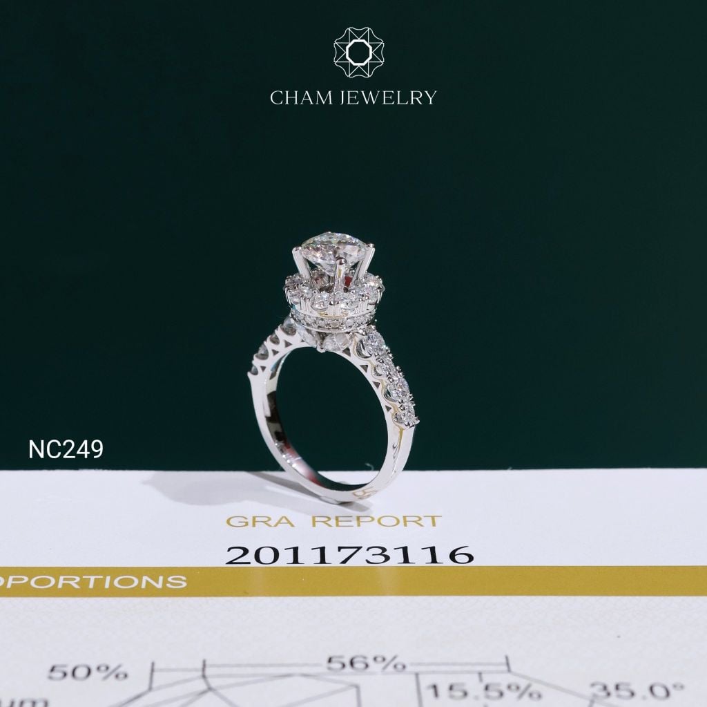Nhẫn NC249 CHAM JEWELRY, Nhẫn Đá Moissanite C&C Chủ 7.0mm (Barcode OCNN62)
