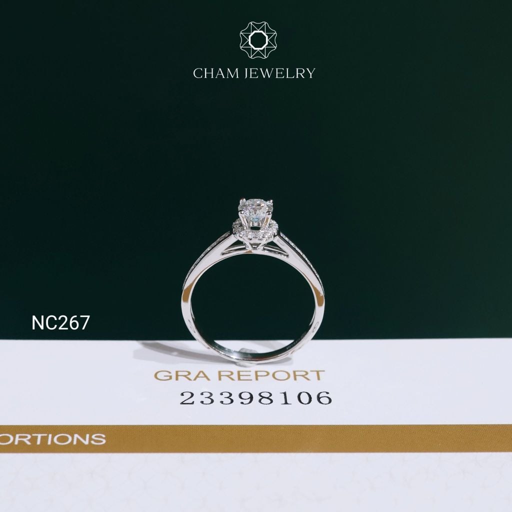 Nhẫn NC267 CHAM JEWELRY, Nhẫn Full Đá Moissanite Chủ 4.5mm (Barcode OCNN95)
