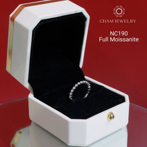 Nhẫn NC190 CHAM JEWELRY, Nhẫn Nửa Hàng Đá Full Moissanite 2.1mm (Barcode OCNN21)