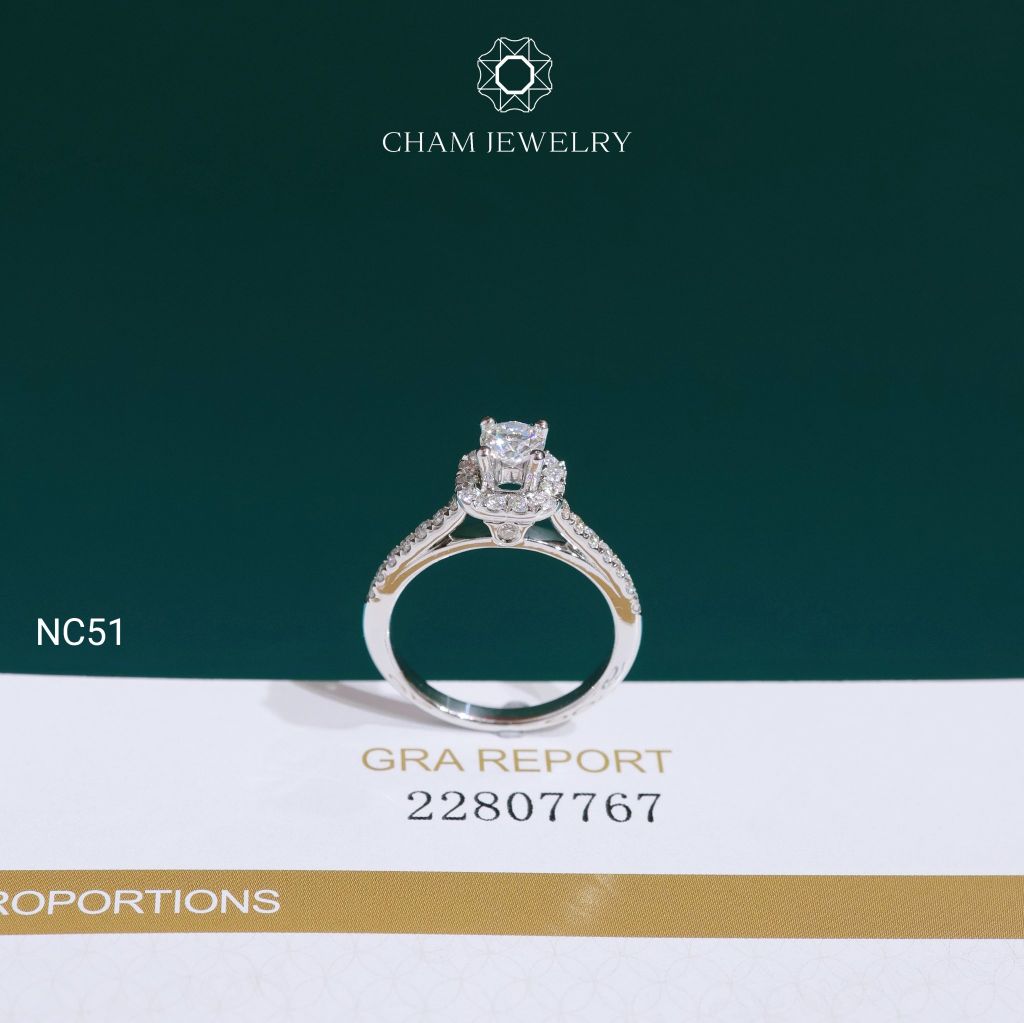Nhẫn NC51 CHAM JEWELRY, Full Moissanite 4.5mm (C-OCNN38).