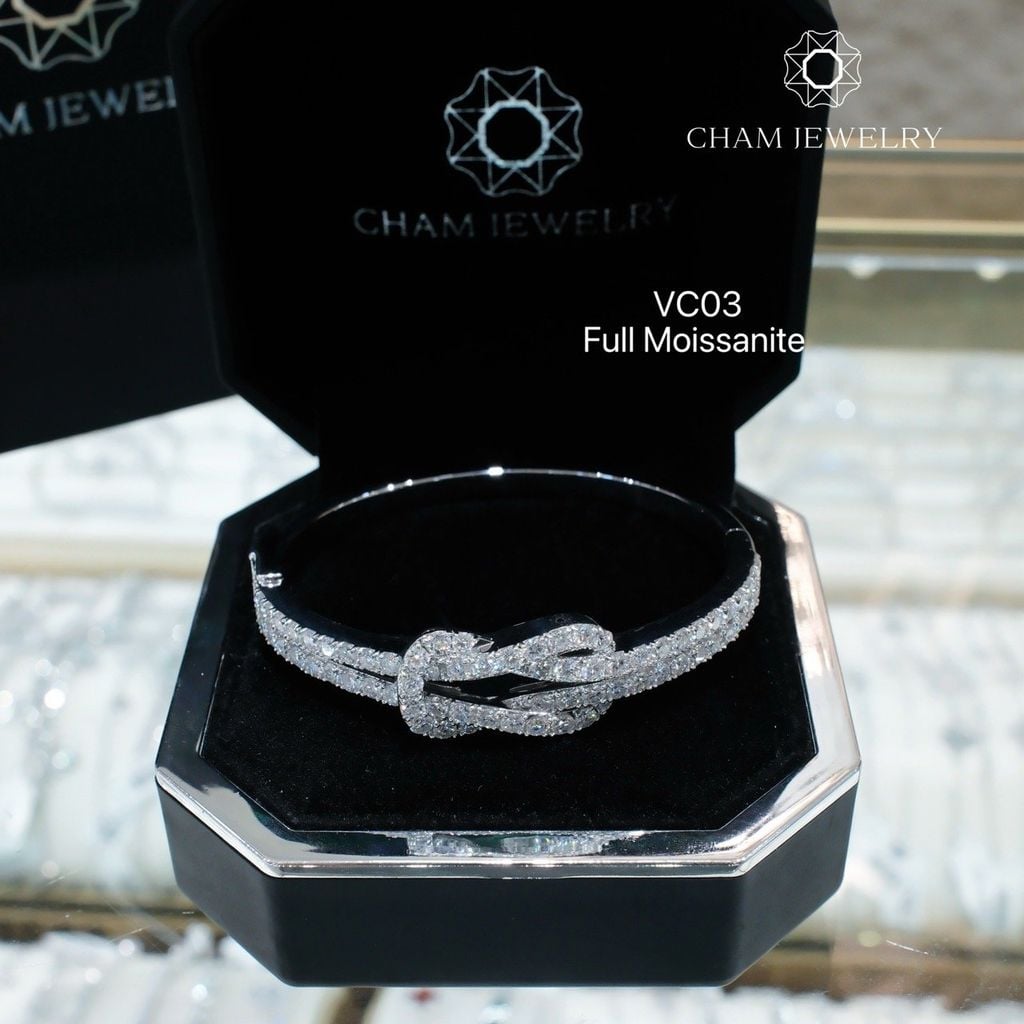 Vòng Tay VC03 CHAM JEWELRY, Full Moissanite Cao Cấp  (Barcode OVT02).