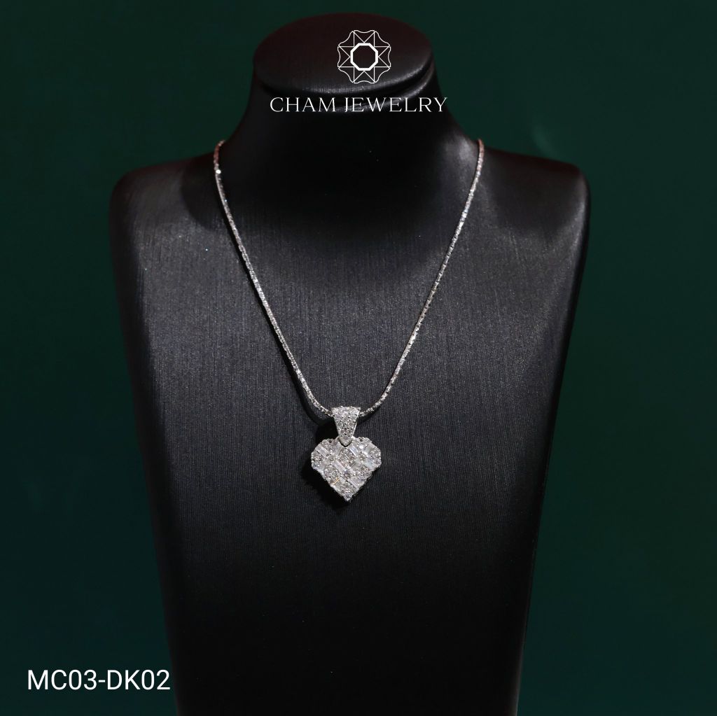 Dây Chuyền MC03-DK02 CHAM JEWELRY, Mặt Trái Tim Full Moissanite  (Barcode TFM17).