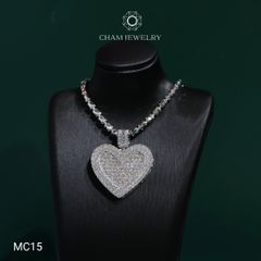 Mặt Dây Chuyền MC15 CHAM JEWELRY , Mặt Trái Tim  Full Moissanite Cao Cấp (Barcode OPM01).