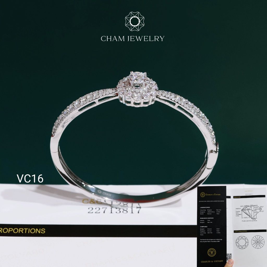 Vòng Tay VC16 CHAM JEWELRY, Đá Moissanite C&C Chủ 6.0mm (Barcode OCV12).