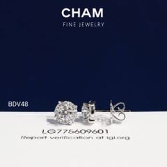 Hoa Tai BDV48 Vàng 10k Chủ 4.5mm Kim Cương Lab Grown Diamond (Barcode DBT6)