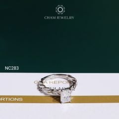 Nhẫn NC283 CHAM JEWELRY, Nhẫn Kiểu Xoắn Full Đá Moissanite C&C Chủ 5x7mm(Barcode OHN21)