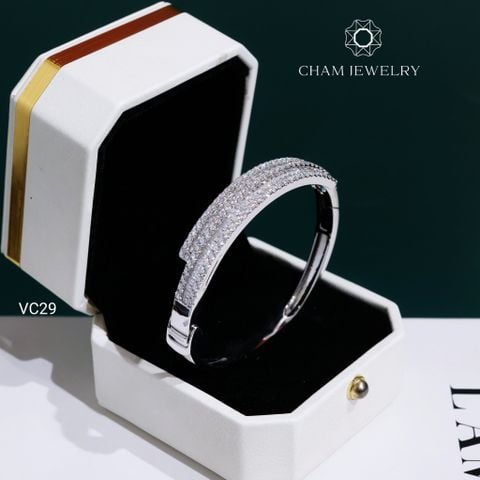 Vòng Tay VC29 CHAM JEWELRY, Vòng Tay Nửa Hàng Đá Full Moissanite C&C (OCV22).