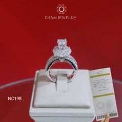 Nhẫn NC198 CHAM JEWELRY, Full Đá Moissanite Chủ 6.0mm (Barcode OCNN25)