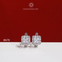Hoa Tai BG70 CHAM JEWELRY, Hoa Tai Khóa Gài Chủ Vuông 4.5mm (Barcode TBG1118)