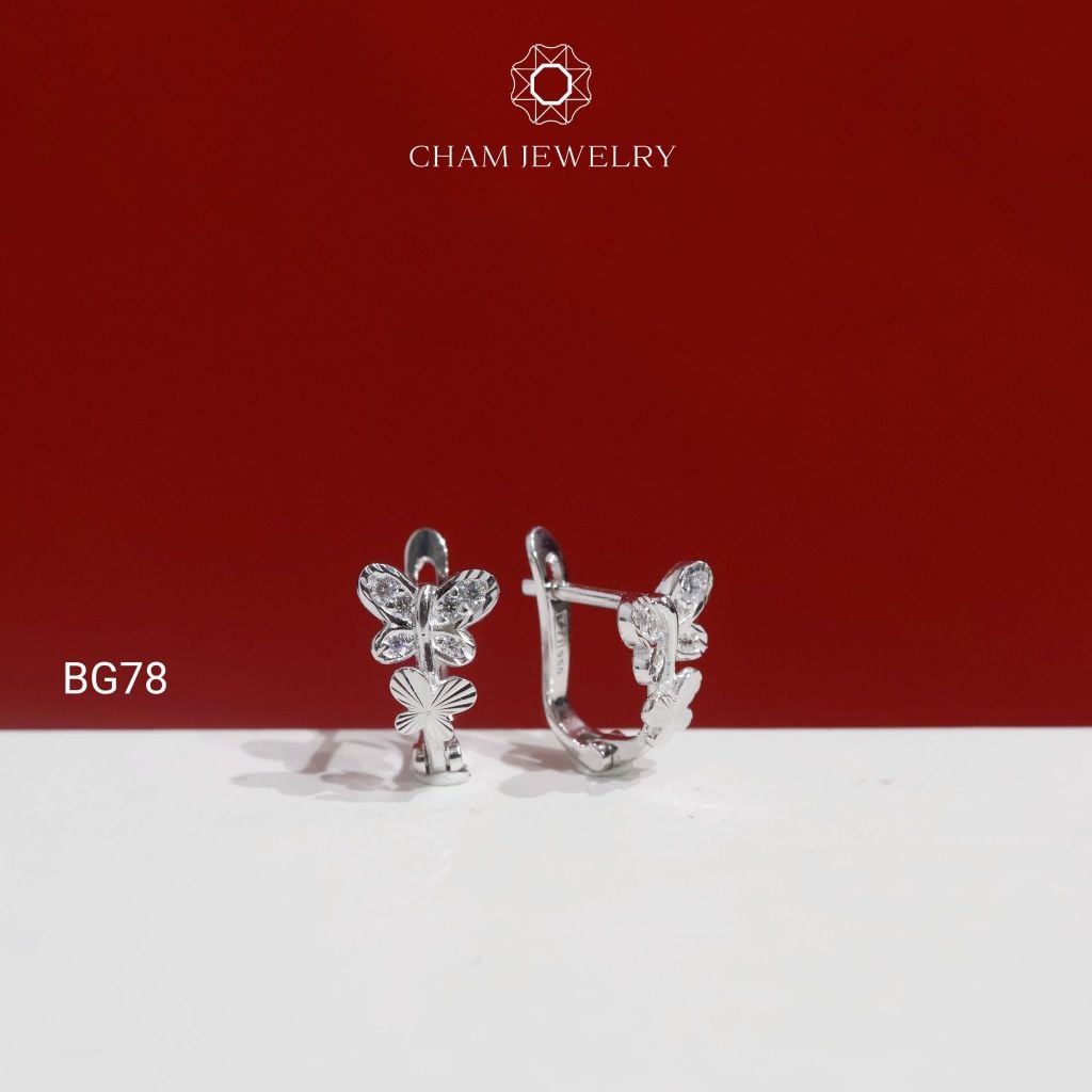 Hoa Tai BG78 CHAM JEWELRY, Hoa Tai Kiểu Bướm Đôi (Barcode TBG1129)