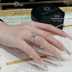Nhẫn NC80 CHAM JEWELRY, Full Moissanite, Chủ 7.2mm (Barcode ONNU107)