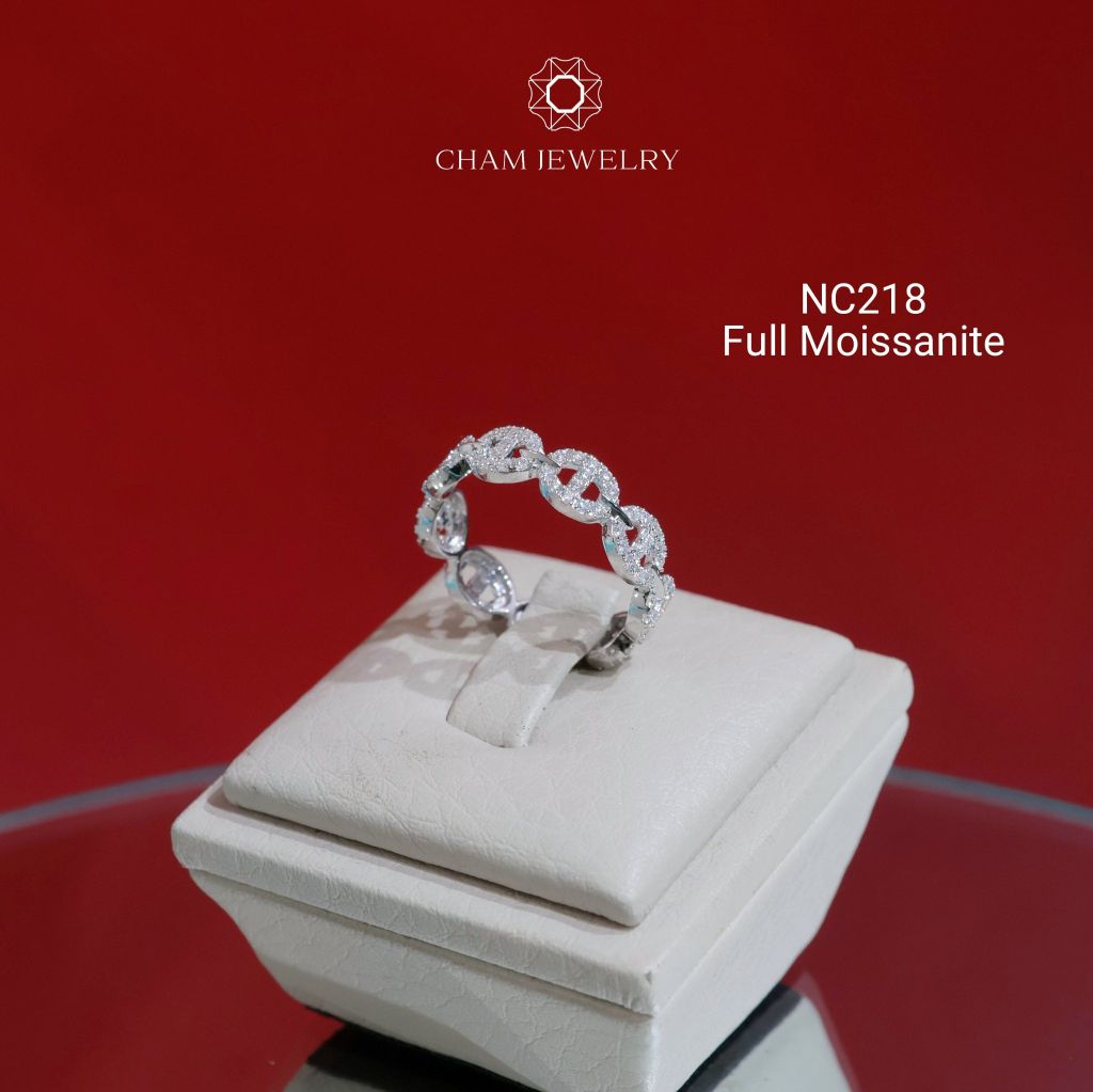 Nhẫn NC218 CHAM JEWELRY, Nhẫn Kết Kiểu Full Moissanite (Barcode OCNN50)