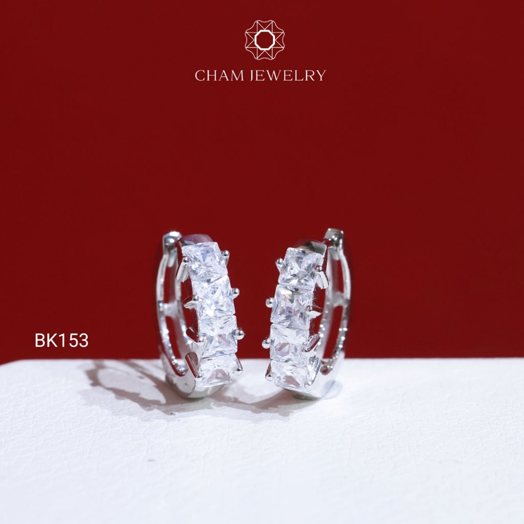 Hoa Tai BK153 CHAM JEWELRY, Đá Barget 3.0mm ( Barcode TBK142)