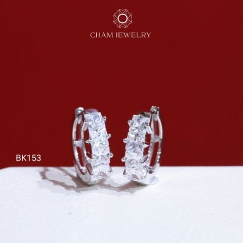 Hoa Tai BK153 CHAM JEWELRY, Đá Barget 3.0mm ( Barcode TBK142)