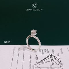 Nhẫn NC53 CHAM JEWELRY, Full Moissanite Chủ 4.5mm (Barcode ONNU47).