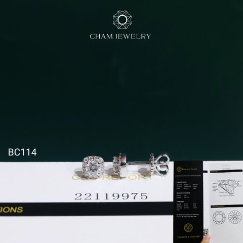 Hoa Tai BC114 CHAM JEWELRY, Hoa Tai Chủ 4.0mm Full Moissanite C&C  ( OCB34 )