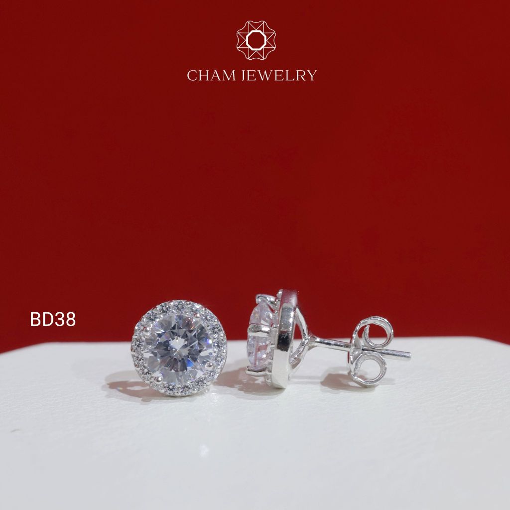 Hoa Tai BD38 CHAM JEWELRY , Hoa Tai Tròn, Chủ 6.5mm (Barcode C33BD144).