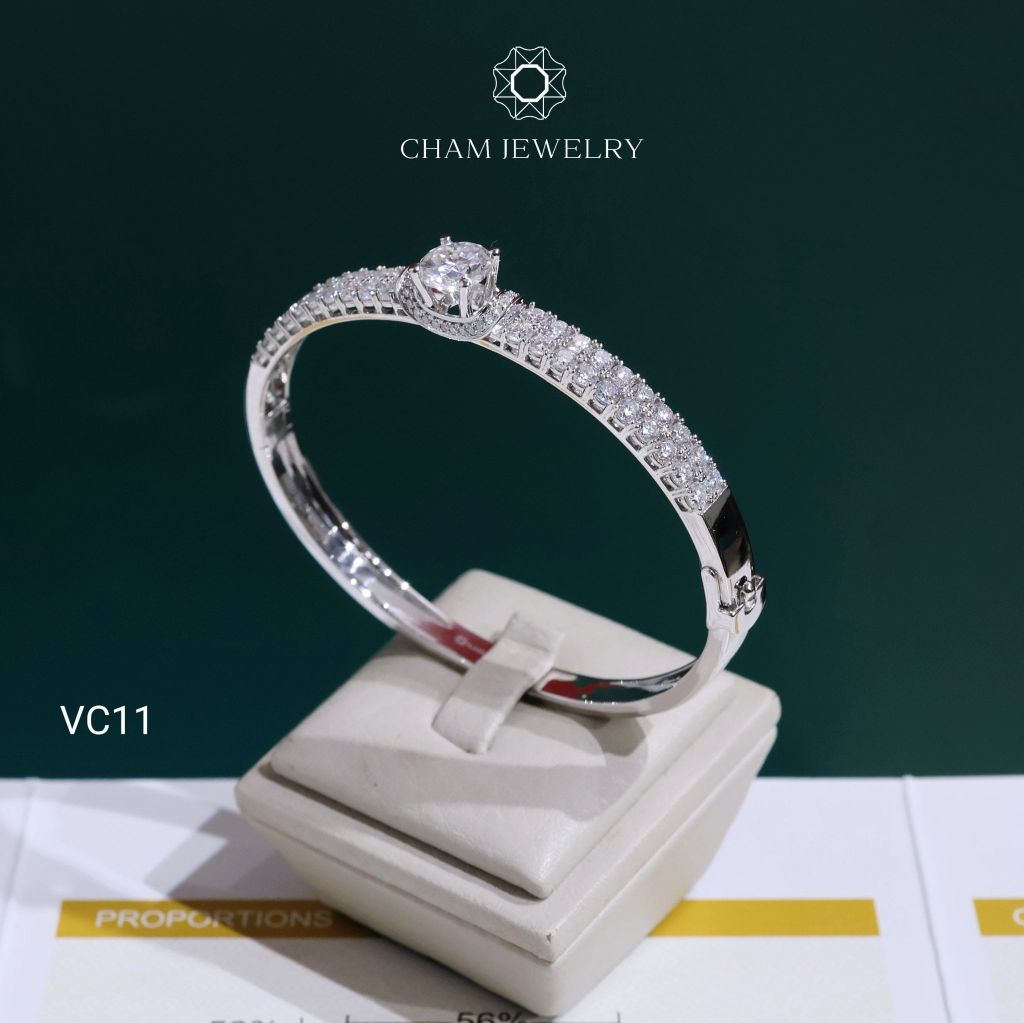 Vòng Tay VC11 CHAM JEWELRY, Vòng Full Moissanite Chủ 7.2mm (Barcode OCV08).