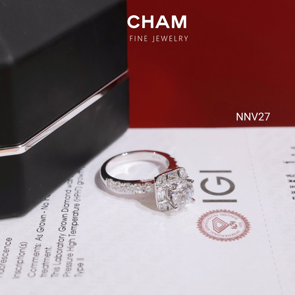Nhẫn Nữ NNV27 Vàng 10k Chủ 6.3mm Kim Cương Lab Grown Diamond