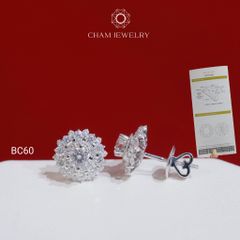 Hoa Tai CHAM JEWELRY BC60, Hoa Tai Chủ Moissanite 4.0mm (Barcode OCB03)