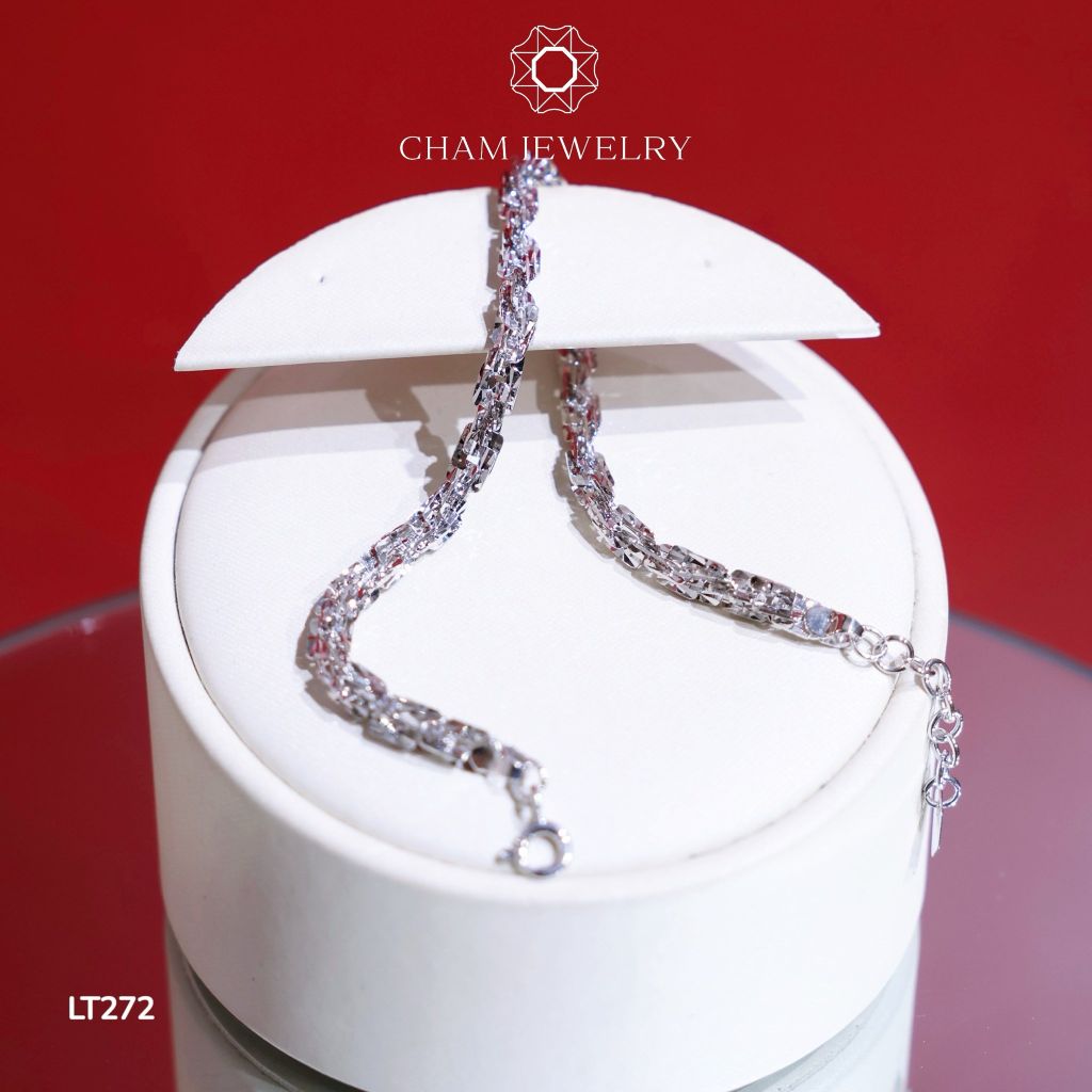 Lắc Tay CHAM JEWELRY LT272, Lắc Lá Vuông Bản 4.0mm ( Barcode TLBC622)