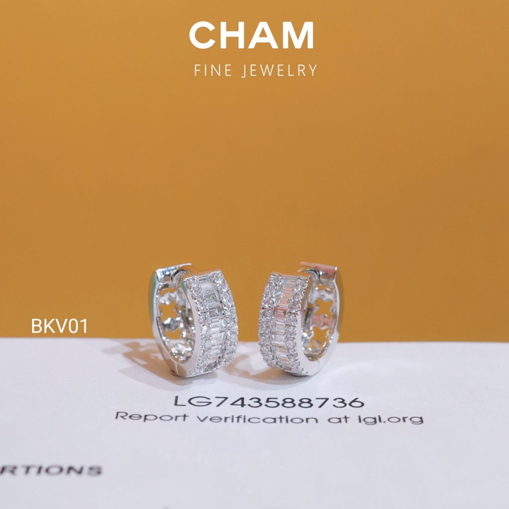 Hoa Tai BKV01 Vàng 10k Kim Cương Lab Grown Diamond