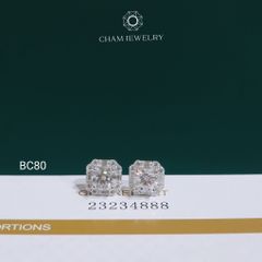 Hoa Tai BC80 CHAM JEWELRY, Hoa Tai Full Moissanite Chủ 6.0mm (Barcode OB94)