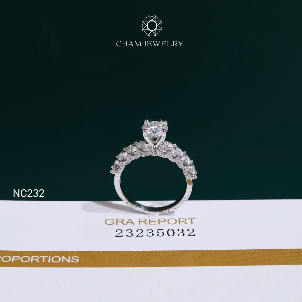 Nhẫn NC232 CHAM JEWELRY, Nhẫn Full Đá Moissanite Chủ 6.3mm (Barcode ONNU301)