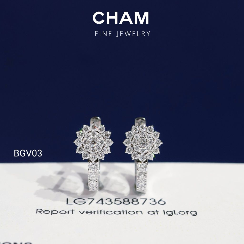 Hoa Tai BGV03 Vàng 10k Kim Cương Lab Grown Diamond