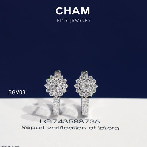 Hoa Tai BGV03 Vàng 10k Kim Cương Lab Grown Diamond