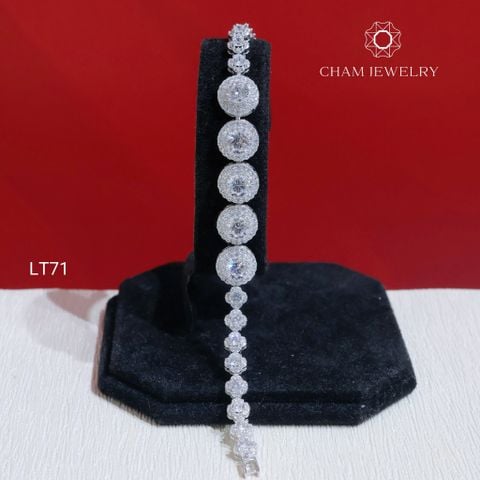 Lắc Tay CHAM JEWELRY LT71, Lắc Tròn 2 Viền Đá, Chủ 5.5mm (Barcode TLT1385)