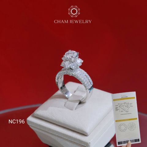 Nhẫn NC196 CHAM JEWELRY, Full Đá Moissanite Chủ 6.3mm (Barcode ONNU304)