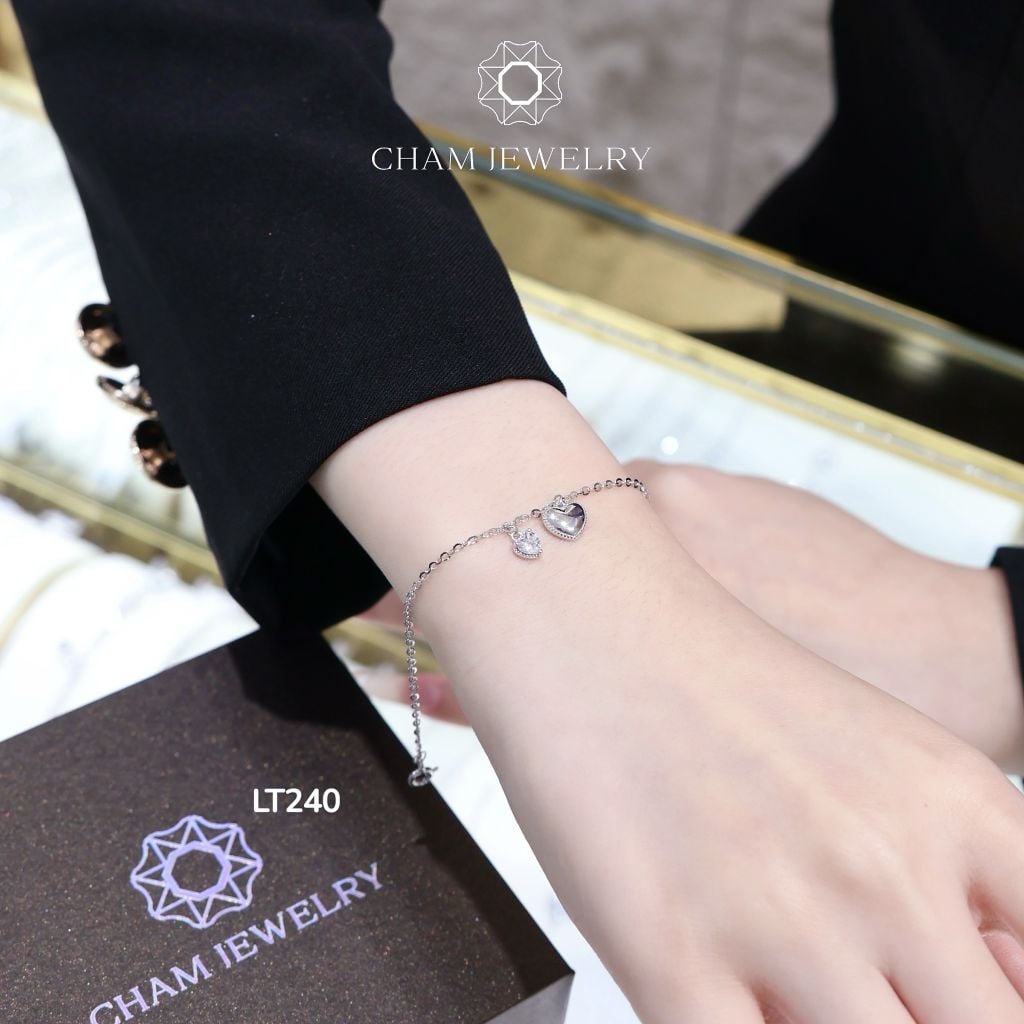 Lắc Tay LT240 CHAM JEWELRY, Lắc Trái Tim Free Size (Barcode TLT1240).