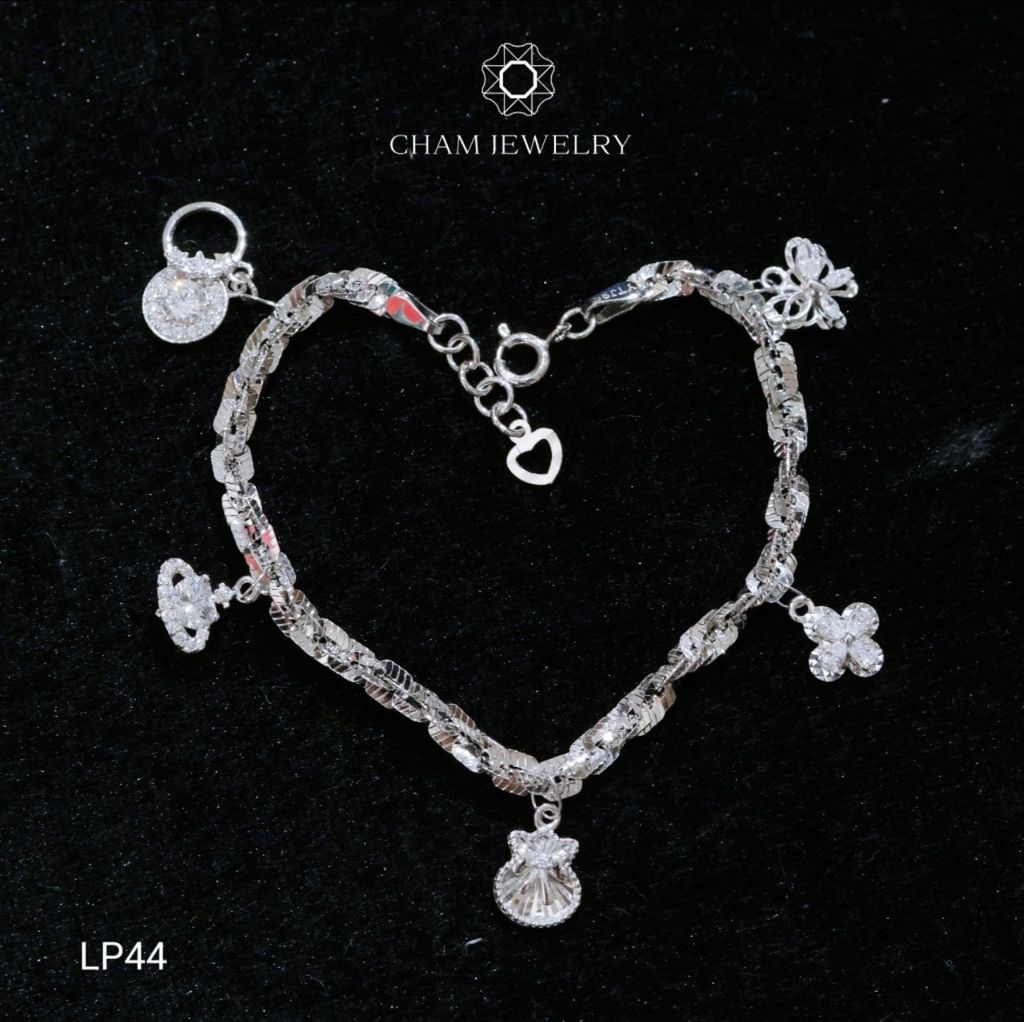 Lắc Tay LP44 CHAM JEWELRY , Lắc Xoắn Vuông Charm 4.0mm (Barcode LBC817)