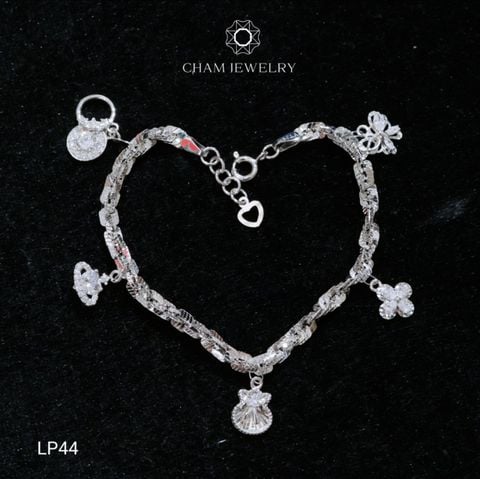 Lắc Tay LP44 CHAM JEWELRY , Lắc Xoắn Vuông Charm 4.0mm (Barcode LBC817)