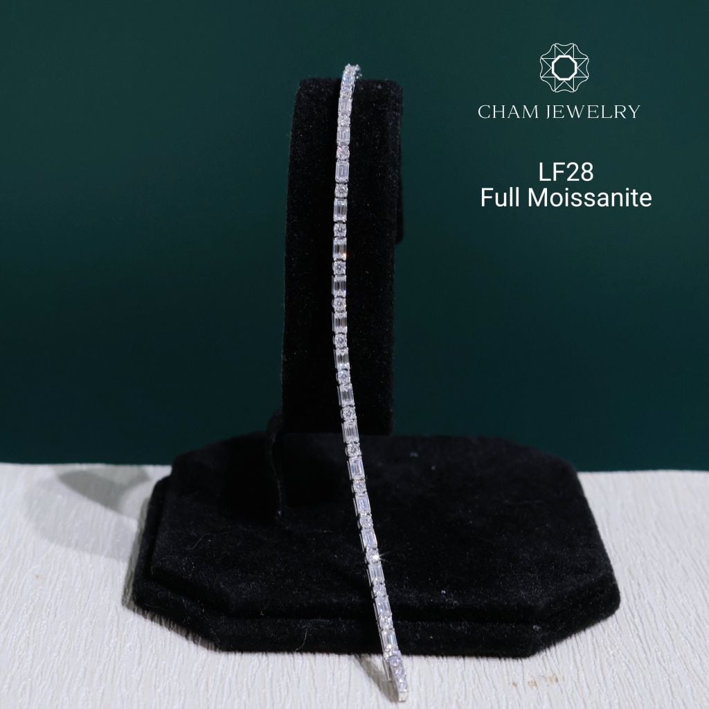 Lắc Tay LF28 CHAM JEWELRY, Lắc Tay Full Moissanite Cao Cấp  (Barcode OHL02)