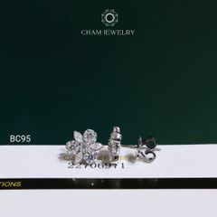 Hoa Tai BC95 CHAM JEWELRY, Hoa Tai Ba Cánh Đá Moissanite C&C Chủ 3.0mm (Barcode OCB49)