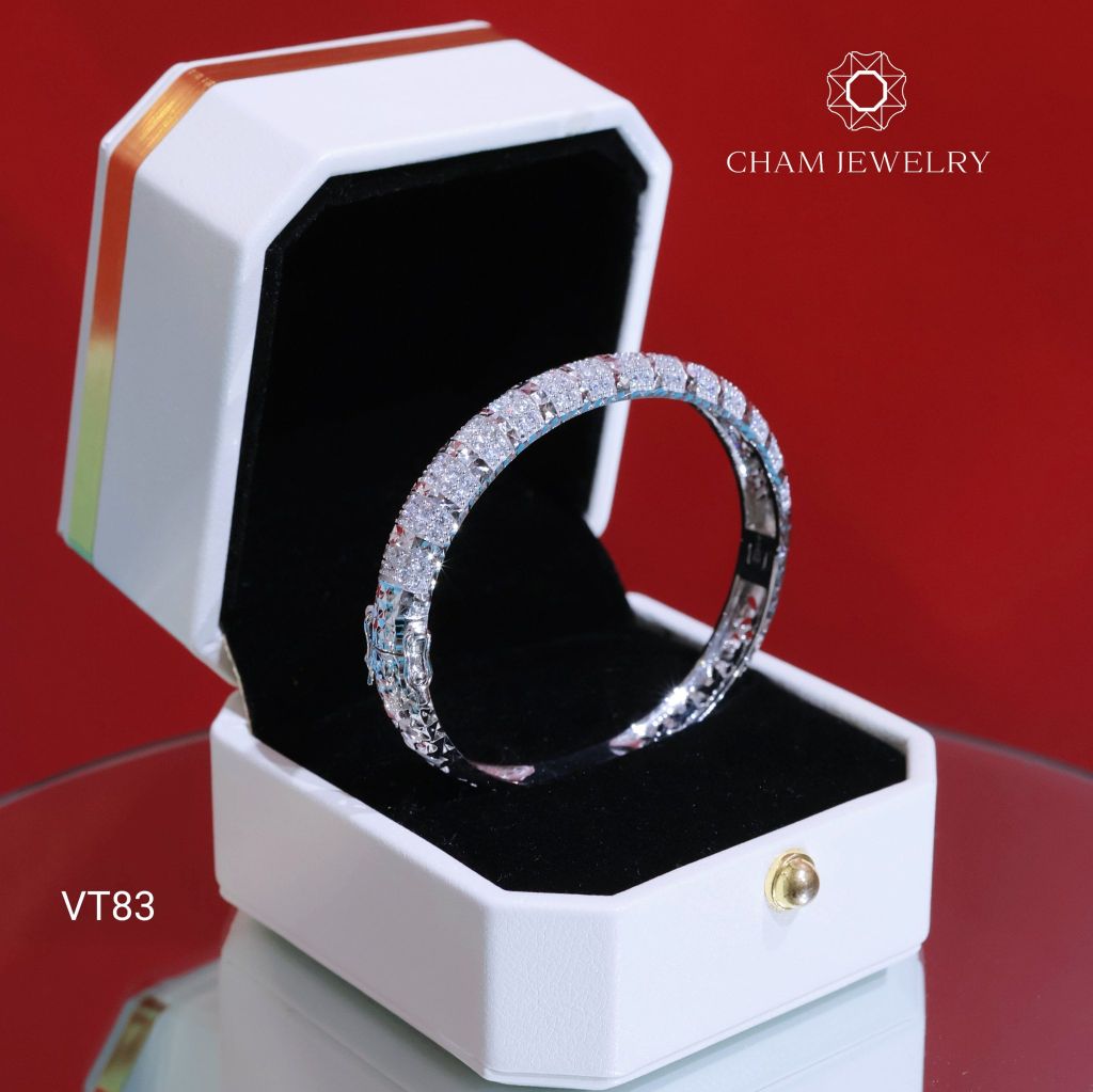 Vòng Tay VT83 CHAM JEWELRY, Vòng Tay Mo Đá Tấm 1.6mm (Barcode TV103).