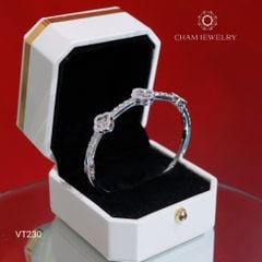Vòng Tay VT230 CHAM JEWELRY, Vòng Nửa Hàng Cỏ 4 Lá 8.0mm (Barcode TV198).