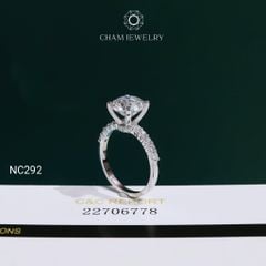 Nhẫn NC292 CHAM JEWELRY, Đá Moissanite C&C Chủ 9.0mm (Barcode OCNN140)