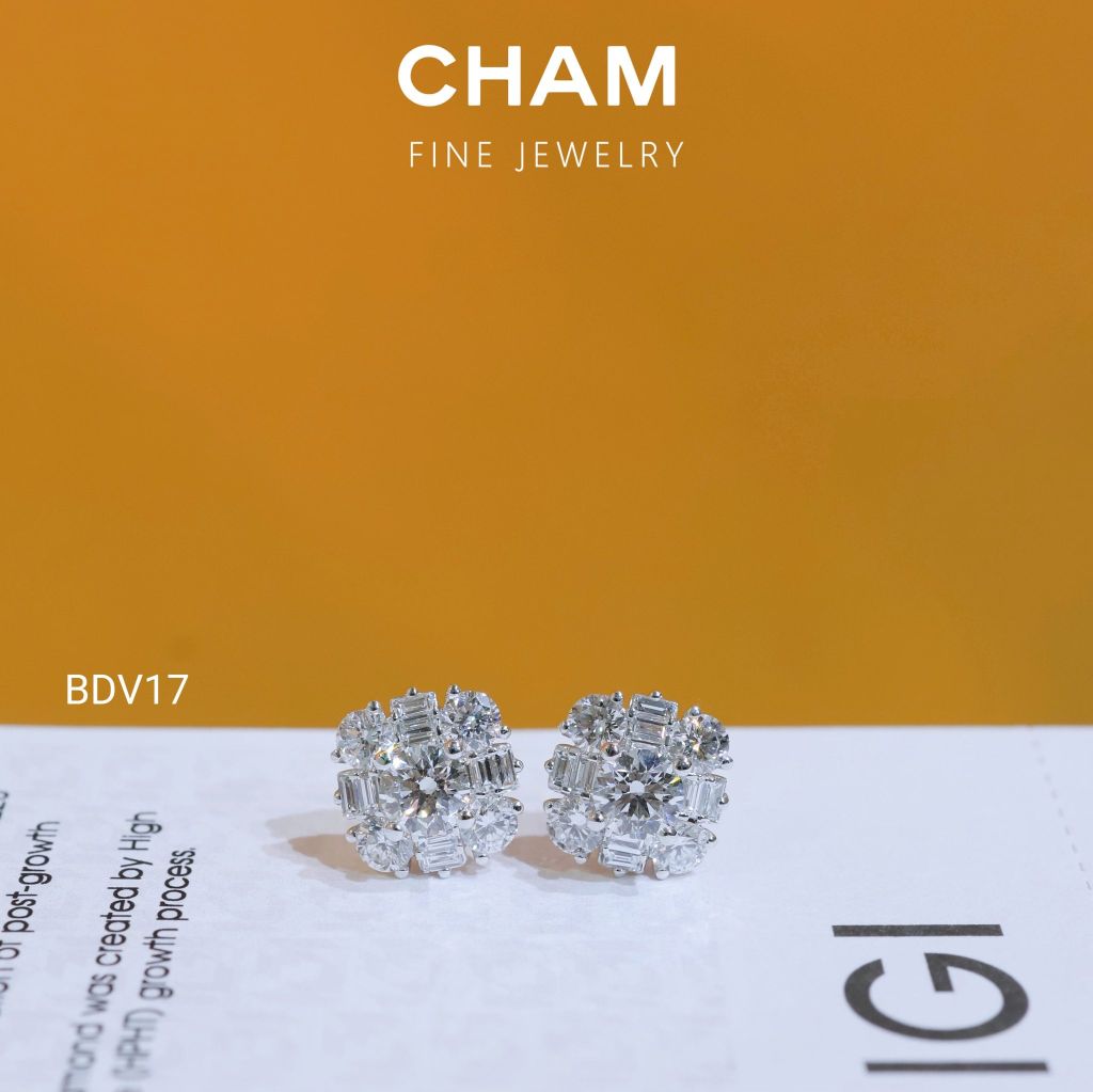 Hoa Tai BDV17 Chủ 4.5mm Vàng 10k Kim Cương Lab Grown Diamond
