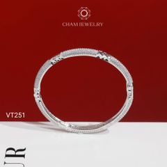 Vòng Tay CHAM JEWELRY VT251, Vòng Kiểu Full Đá Tấm Bản 4.0mm (Barcode PVH142)
